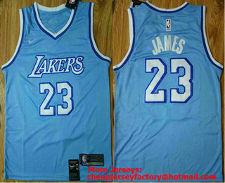 Men's Los Angeles Lakers #23 LeBron James NEW Light Blue 2020 Nike Swingman Stitched NBA Jersey