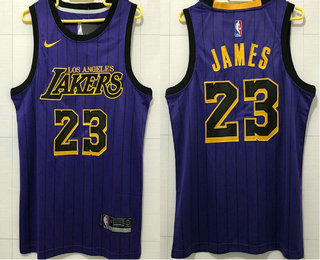 Men's Los Angeles Lakers #23 LeBron James NEW Purple 2019 Nike City Edition AU ALL Stitched Jersey