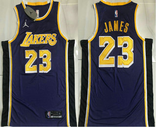 Men's Los Angeles Lakers #23 LeBron James Purple 2020-21 Brand Jordan AU Stitched NBA Jersey