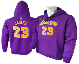 Men's Los Angeles Lakers #23 LeBron James Purple Hoodie