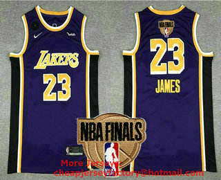Men's Los Angeles Lakers #23 LeBron James Purple With KB Patch NEW 2020 NBA Finals Patch Nike Wish Swingman Stitched NBA Jersey