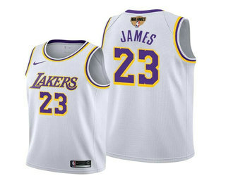 Men's Los Angeles Lakers #23 LeBron James White 2020 Finals Stitched NBA Jersey