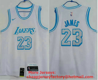 Men's Los Angeles Lakers #23 LeBron James White NEW 2021 Nike City Edition Stitched Jersey