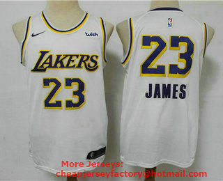 Men's Los Angeles Lakers #23 LeBron James White NEW 2021 Nike Wish Swingman Stitched NBA Jersey