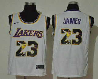 Men's Los Angeles Lakers #23 LeBron James White Nike Swingman Stitched NBA Fashion Jersey
