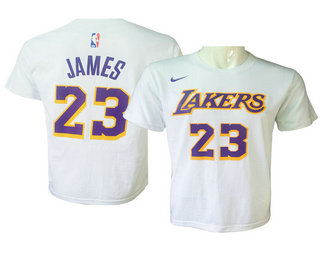 Men's Los Angeles Lakers #23 LeBron James White T Shirt
