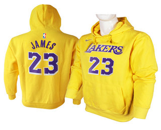 Men's Los Angeles Lakers #23 LeBron James Yellow Hoodie