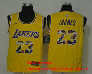 Men's Los Angeles Lakers #23 LeBron James Yellow Nike Swingman Stitched NBA Fashion Jersey
