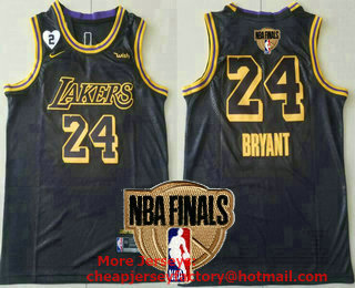 Men's Los Angeles Lakers #24 Kobe Bryant Black 2020 NBA Finals Patch Nike City Edition Wish and Heart Stitched Jersey