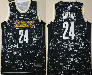 Men's Los Angeles Lakers #24 Kobe Bryant Black City Luminous Jersey