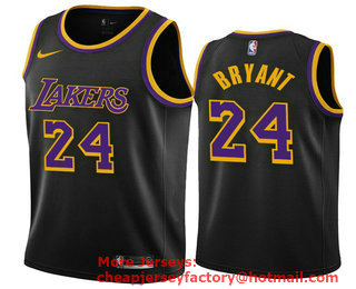 Men's Los Angeles Lakers #24 Kobe Bryant Black Classics 2021 Swingman Nike Stitched Jersey With The NEW Sponsor Logo