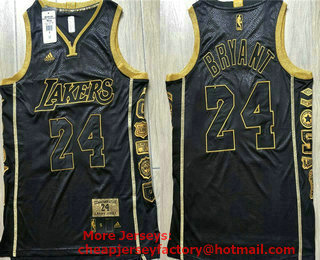 Men's Los Angeles Lakers #24 Kobe Bryant Black Golden Retired Commemorative Soul AU Jersey