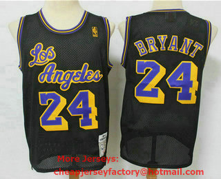 Men's Los Angeles Lakers #24 Kobe Bryant Black Hardwood Classics Reload Swingman Throwback Jersey