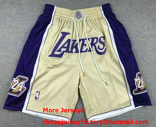 Men's Los Angeles Lakers #24 Kobe Bryant Black Mamba Gold Just Don Swingman Throwback Shorts