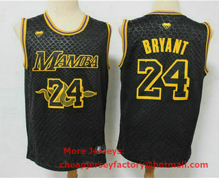 Men's Los Angeles Lakers #24 Kobe Bryant Black Mamba Memorial Black Swingman Nike Jersey