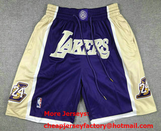 Men's Los Angeles Lakers #24 Kobe Bryant Black Mamba Purple Just Don Swingman Throwback Shorts
