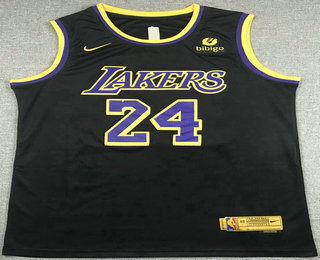 Men's Los Angeles Lakers #24 Kobe Bryant Black Nike Swingman 2022 Earned Edition Stitched Jersey With NEW Sponsor
