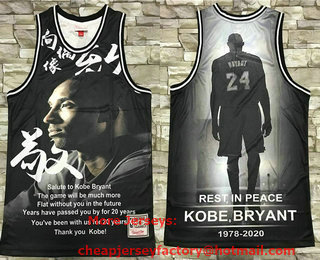 Men's Los Angeles Lakers #24 Kobe Bryant Black Retired CommemorativeSwingman Jersey