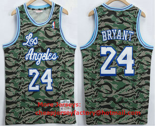 Men's Los Angeles Lakers #24 Kobe Bryant Camo Hardwood Classics Soul Swingman Throwback Jersey