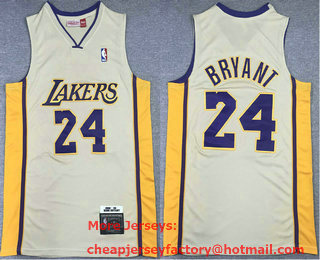 Men's Los Angeles Lakers #24 Kobe Bryant Cream 2008-09 Hardwood Classics Soul Swingman Throwback Jersey