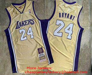 Men's Los Angeles Lakers #24 Kobe Bryant Gold 2020 Hall of Fame Hardwood Classics Soul AU Throwback Jersey