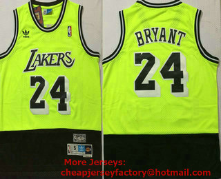 Men's Los Angeles Lakers #24 Kobe Bryant Green Black Split Hardwood Classics Jersey