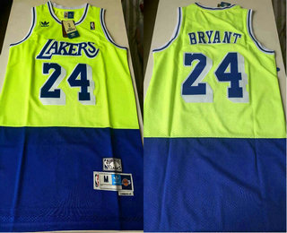Men's Los Angeles Lakers #24 Kobe Bryant Green Blue Split Hardwood Classics Jersey