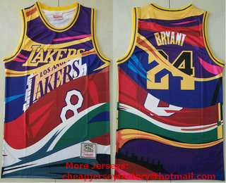 Men's Los Angeles Lakers #24 Kobe Bryant Multi Color Hardwood Classics Soul Swingman Throwback Printed NBA Jersey