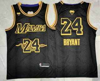 Men's Los Angeles Lakers #24 Kobe Bryant NEW Black Mamba Memorial Black Swingman Nike Jersey