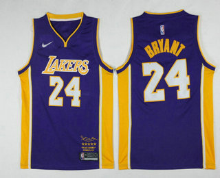 Men's Los Angeles Lakers #24 Kobe Bryant New Purple 2017-2018 Nike Swingman Black Mamba Limited Edition Retirement Stitched NBA Jersey