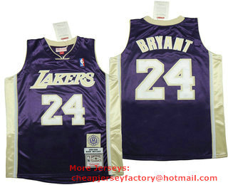 Men's Los Angeles Lakers #24 Kobe Bryant Purple 1996-2016 The Hall of Fame Throwback Jersey
