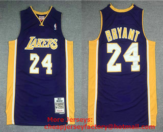 Men's Los Angeles Lakers #24 Kobe Bryant Purple 2006-07 Hardwood Classics Soul Swingman Throwback Jersey