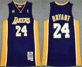 Men's Los Angeles Lakers #24 Kobe Bryant Purple 60th Anniversary Throwback basketball Jersey