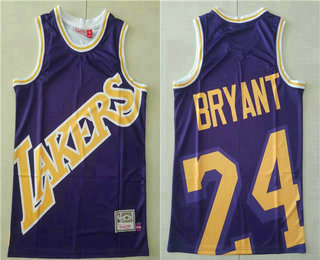 Men's Los Angeles Lakers #24 Kobe Bryant Purple Big Face Mitchell Ness Hardwood Classics Soul Swingman Throwback Jersey