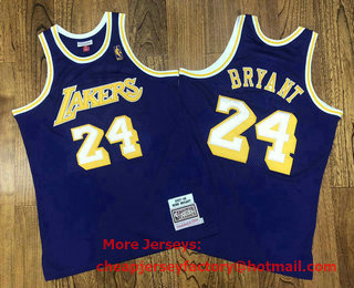 Men's Los Angeles Lakers #24 Kobe Bryant Purple Gold NBA 2007-08 Hardwood Classics Soul AU Throwback Jersey