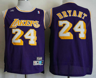 Men's Los Angeles Lakers #24 Kobe Bryant Purple Swingman Throwback Jersey