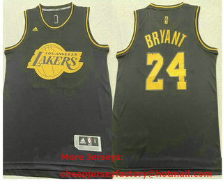 Men's Los Angeles Lakers #24 Kobe Bryant Revolution 30 Swingman Black With Gold Jersey
