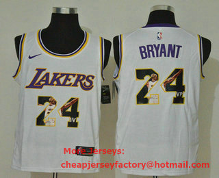 Men's Los Angeles Lakers #24 Kobe Bryant White Nike Swingman Stitched NBA Fashion Jersey
