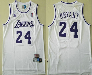 Men's Los Angeles Lakers #24 Kobe Bryant White Swingman Stitched NBA Throwback Jersey