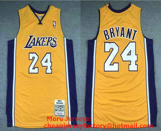 Men's Los Angeles Lakers #24 Kobe Bryant Yellow 2006-07 Hardwood Classics Soul Swingman Throwback Jersey