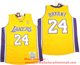 Men's Los Angeles Lakers #24 Kobe Bryant Yellow 2008-09 Hardwood Classics Soul Swingman Throwback Jersey