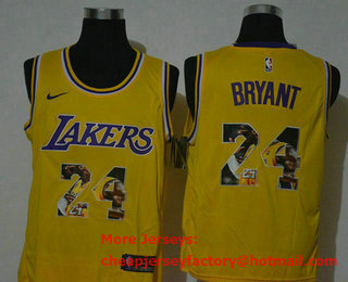 Men's Los Angeles Lakers #24 Kobe Bryant Yellow Nike Swingman Stitched NBA Fashion Jersey