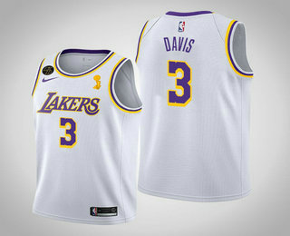 Men's Los Angeles Lakers #3 Anthony Davis 2020 NBA Finals Champions Association White Jersey
