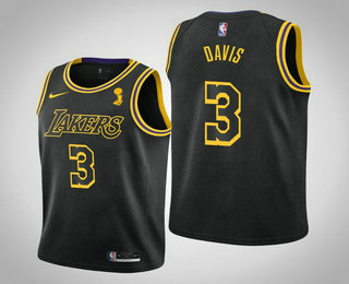 Men's Los Angeles Lakers #3 Anthony Davis 2020 NBA Finals Champions City Black Jersey