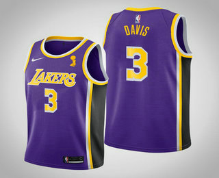 Men's Los Angeles Lakers #3 Anthony Davis 2020 NBA Finals Champions Statement Purple Jersey