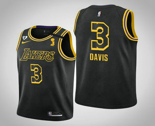Men's Los Angeles Lakers #3 Anthony Davis 2020 NBA Finals Champions Tribute Kobe and Gianna Black Jersey