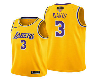 Men's Los Angeles Lakers #3 Anthony Davis 2020 Yellow Finals Stitched NBA Jersey
