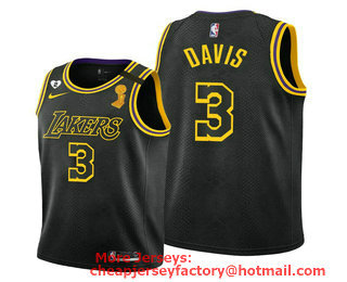 Men's Los Angeles Lakers #3 Anthony Davis Black 2020 NBA Finals Champions NEW 2021 Nike City Edition Stitched Jersey