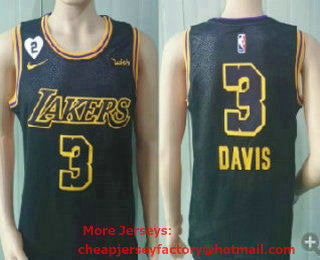 Men's Los Angeles Lakers #3 Anthony Davis Black NEW 2021 Nike City Edition Wish and Heart Stitched Jersey