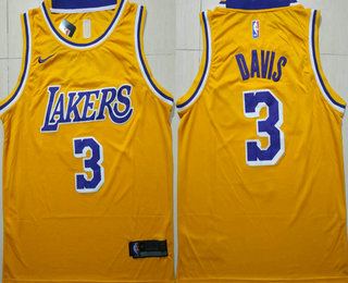 Men's Los Angeles Lakers #3 Anthony Davis NEW Yellow 2019 Nike Swingman Stitched NBA Jersey